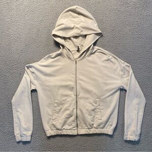 Vuori Laguna Hoodie Cropped Full Zip Pockets Cream Women’s Medium VW256